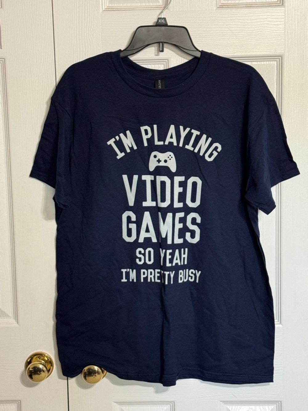 Gildan Navy Short-Sleeve 'I'm Playing Video Games' Graphic Tee